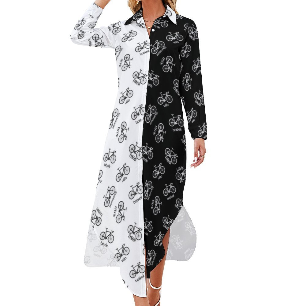 [ ] Long-Sleeved Shirt Dress ★大人気★ LXXWMxBH long sleeve dresses for women 2024 Shirt Dress With