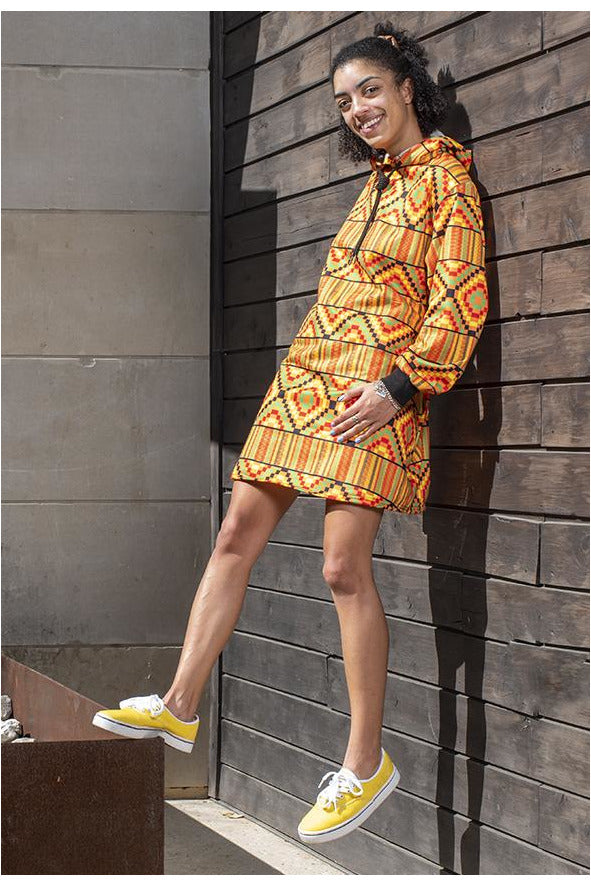 kente mini dress Karma Kente Hoodie Mini Dress