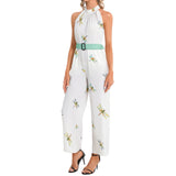 Halter Neck Buckle Belted Jumpsuit