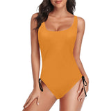 flaming orange print Drawstring Side One-Piece Swimsuit (Model S14)