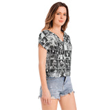 Batwing Sleeve V-Neck Top