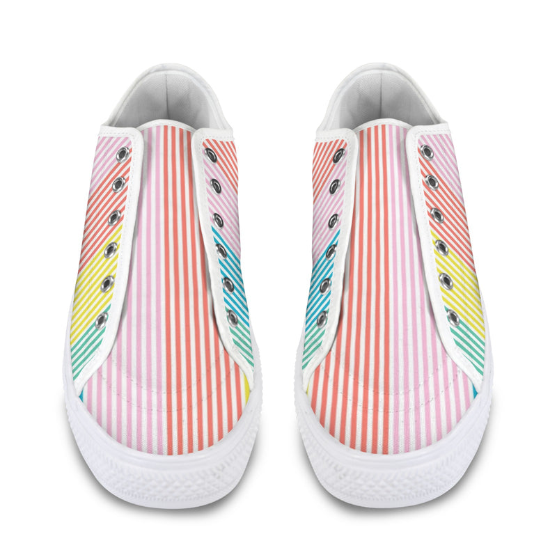 striped print colorful 2A Seattle Low Top Men's Shoes (Model 1013-6)