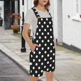 bw polka dot 10 Unisex Shorts Suspender Jumpsuit (Model L78)