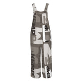 sepia print kemp m Sleeveless Straps Pocket Wide Leg Jumpsuit