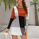 Color Block Hollow Slim-Fit Dress Slim dress with hollow waist