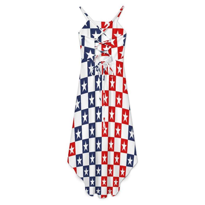 Americana High-Low Spaghetti Strap Dress