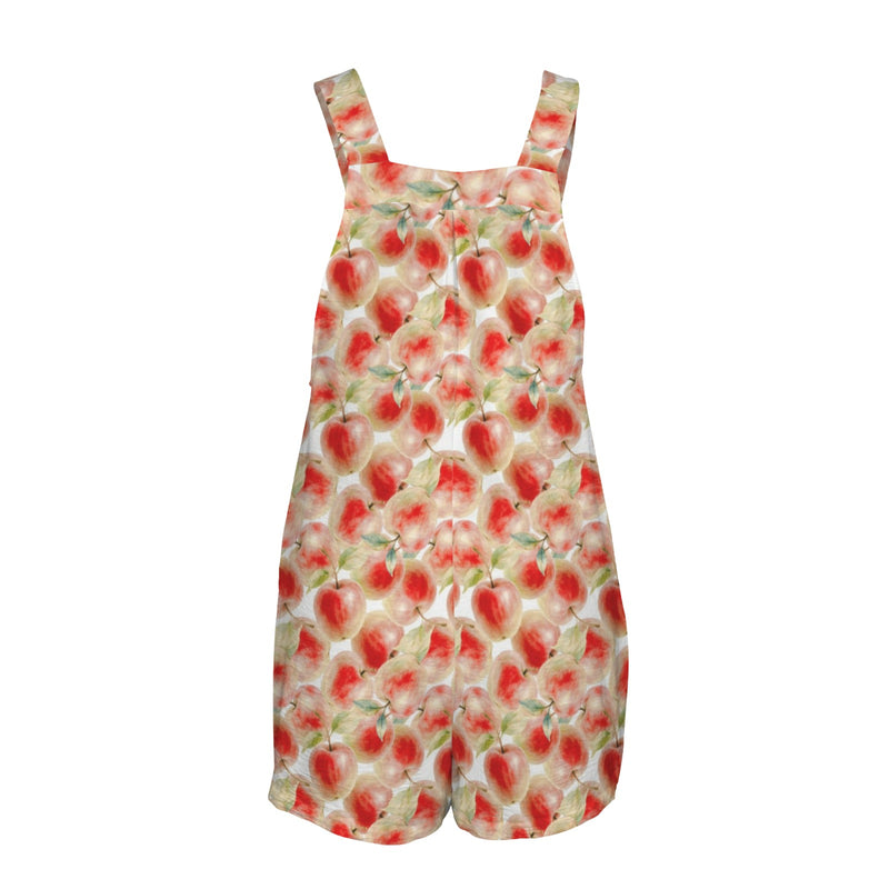 applewhite crystal print Women's Pocket Bib Short Romper