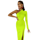 One-Shoulder Slit Maxi Dress Half sleeve split dress