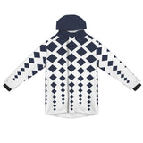 dk blue print 10K Men's Mid-Length Hooded Coat (Model H69)