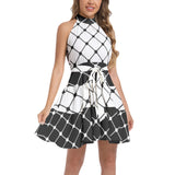 Ruffle Hem Belted Halter Dress