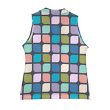 cut corner square print 4 Women's Sleeveless Blazer (Model H71)