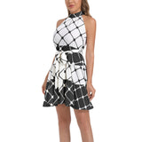 Ruffle Hem Belted Halter Dress