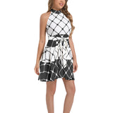 Ruffle Hem Belted Halter Dress