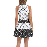 Ruffle Hem Belted Halter Dress