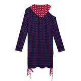 Long sleeved off shoulder skirt Off-Shoulder Hooded Dress
