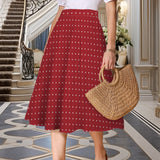 Polka Dots Elastic Waist Pocket Midi Skirt