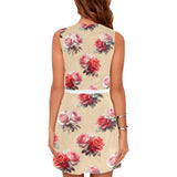 big rose print pink and red Eos Women's Sleeveless Dress (Model D01)