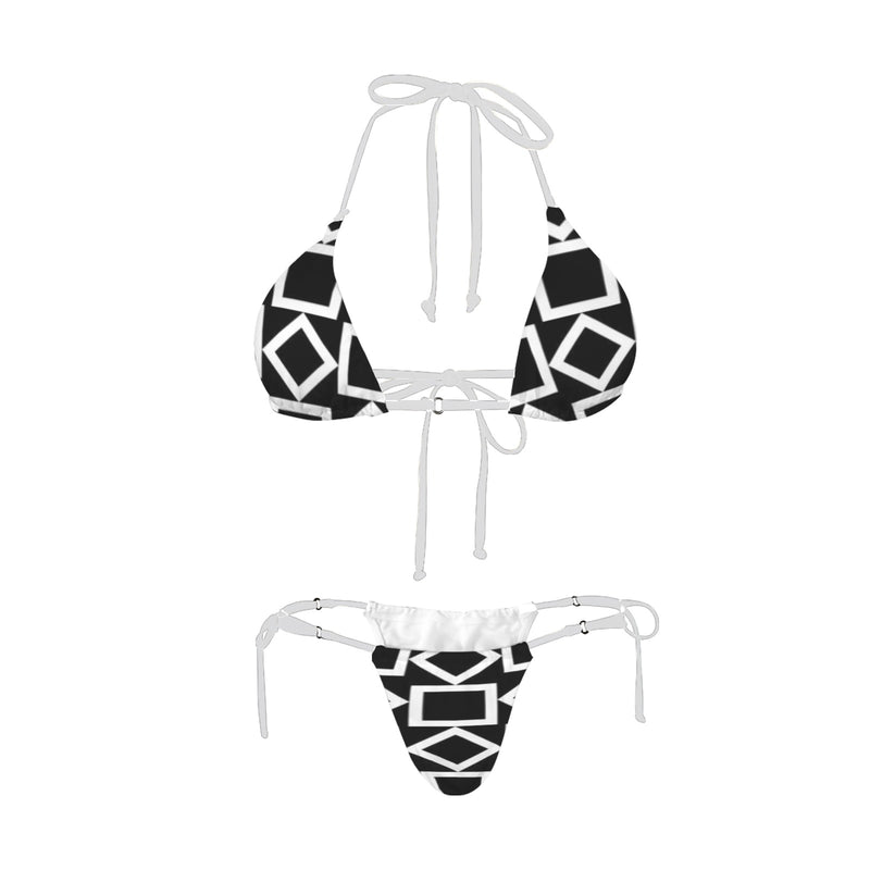 square diamond print 2 Women's Halter String Bikini Set