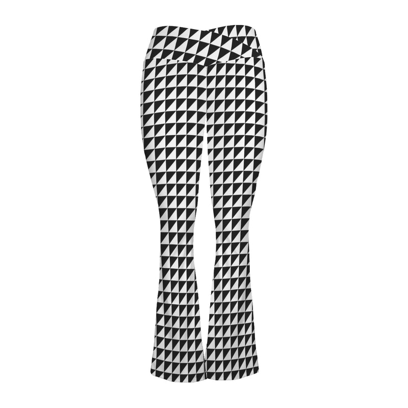 triangle black print High Waist Crossover Tummy Control Flare Leggings