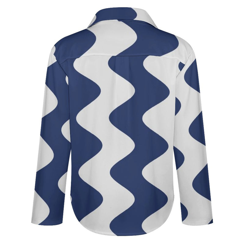 Long Sleeve Blouse (B648) Cropped hem shirt