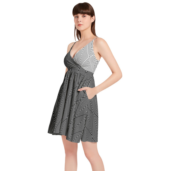 Spaghetti Strap Sleeveless Falred Hem Short Dress