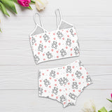 teddy bear and hearts print 2A Floral Applique Cami Top Shorts Pajama Set
