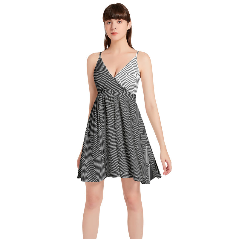 Spaghetti Strap Sleeveless Falred Hem Short Dress