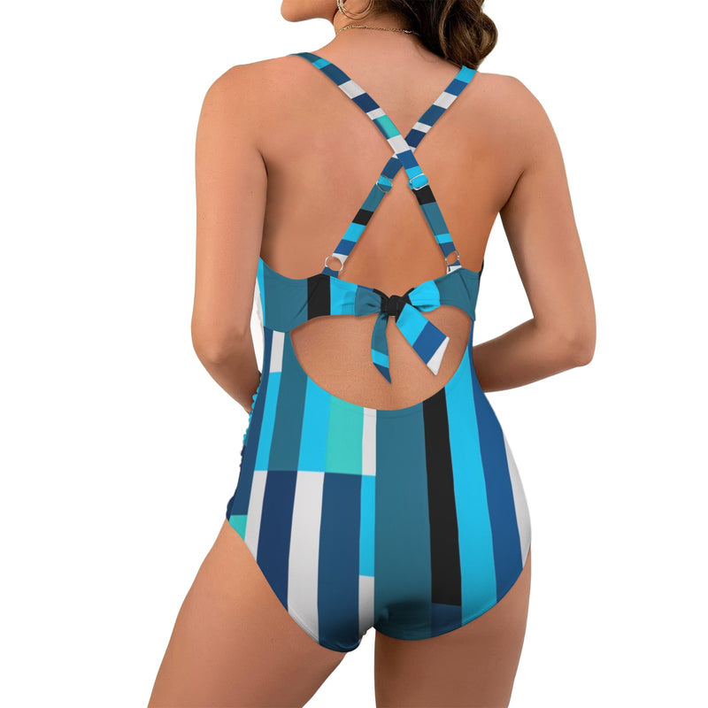 Rhapsody in Blue Women's Twist Front Tie Back Swimsuit