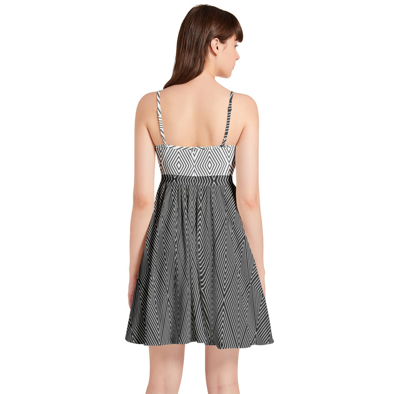 Spaghetti Strap Sleeveless Falred Hem Short Dress