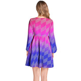 Lantern Sleeve Deep V-Neck Short Dress