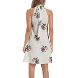 Tie Back Halter Neck Flared Dress