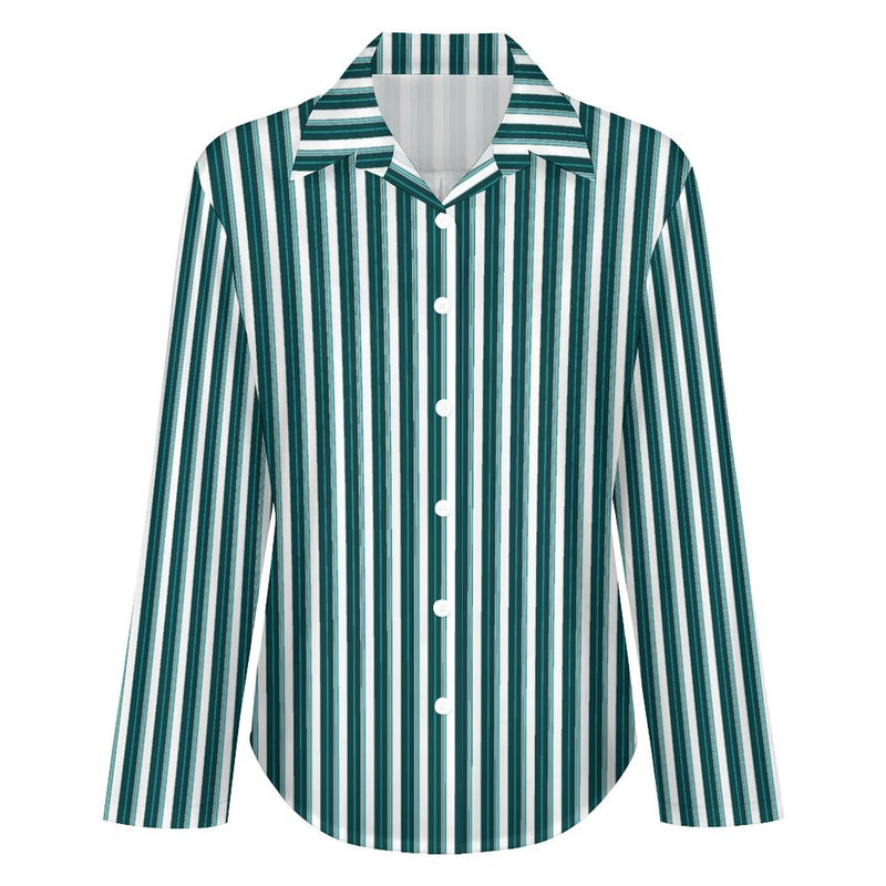 Long Sleeve Blouse (B648) Cropped hem shirt