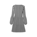 striped bw V-Neck Loose Fit Dress (Model D62)