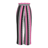 pink polka dot striped print Strappy Elastic Waist Wide Leg Pants with Pockets
