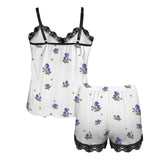 apiary print white Women's Lace Camisole Pajama Set
