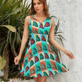 V-Neck Sleeveless Dress (NZ022)  Frocks