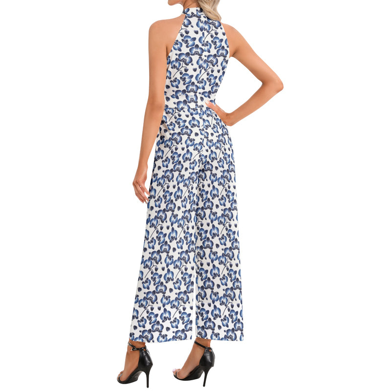 Halter Neck Buckle Belted Jumpsuit