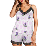 apiary print hex small Women's Lace Camisole Pajama Set