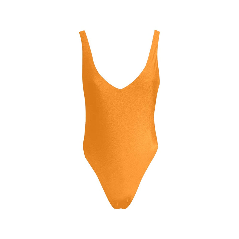 flaming orange print Sexy Low Back One-Piece Swimsuit (Model S09)