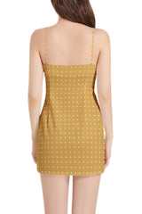 Polka Dot Sleeveless Square Neckline Spaghetti Strap Mini Dress