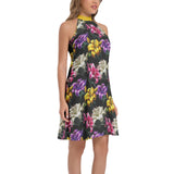 Tie Back Halter Neck Flared Dress