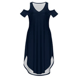 Cold Shoulder Long Split Dress with Pocket Dress