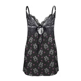 teddy bear and pink hearts print 6A Lace Low Cut Backless Cami Dress (D72)