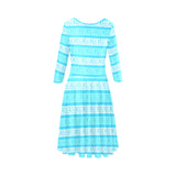 greek key d08 pepper green stripes front Tethys Half-Sleeve Skater Dress(Model D20)