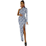 One-Shoulder Slit Maxi Dress Half sleeve split dress