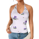 apiary print 5B Women's V-Neck Halter Top (Model T83)