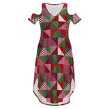 Cold Shoulder Long Split Dress with Pocket Dress