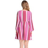 Lantern Sleeve Deep V-Neck Short Dress