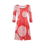 shephards race red print 3/4 Sleeve Sundress (D23)