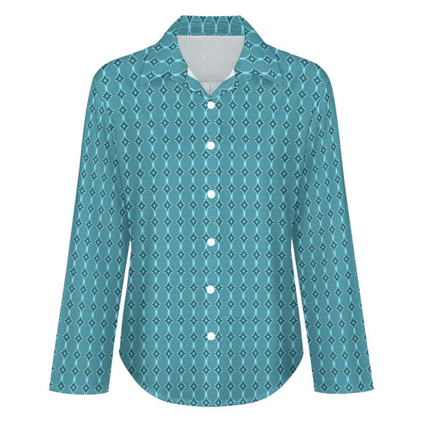 Long Sleeve Blouse (B648) Cropped hem shirt